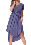 RRP £27.46 BRAND NEW STOCK succlace Casual Summer Dress Emprie Waist Flowy Women's Dresses Dusty Pu