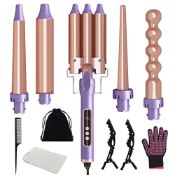 RRP £41.97 Hair Curler - Curling Wand with 3 Barrel Hair Waver