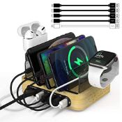 RRP £26.51 Uplayteck Bamboo USB Charging Station for Multiple Devices