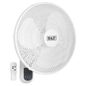 RRP £50.20 Sealey Swf16Wr Wall Fan 3-Speed 16 With Remote Control 230V