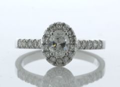 18ct White Gold Oval Cut Diamond Shoulder Set Ring (0.42) 0.76 Carats - Valued By IDI £9,005.00 -