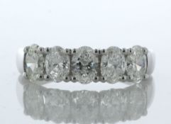 18ct White Gold Five Stone Oval Cut Diamond Ring 2.10 Carats - Valued By IDI £32,940.00 - Five