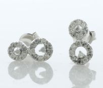 18ct White Gold Round Cluster Claw Set Diamond Earring 0.35 Carats - Valued By IDI £2,850.00 - These