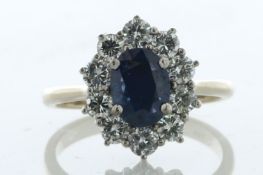 18ct Yellow Gold Oval Cluster Diamond And Sapphire Ring (S1.53) 1.00 Carats - Valued By IDI £11,