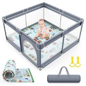 RRP £89.32 VANCLE Baby Playpen with Mat 127cm x 127cm Playpen for Babies and Toddlers