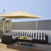 Outsunny 3 x 3m Cantilever Roma Parasol 360° Rotating with Cross Base - Beige - 84D-115