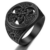 RRP £15.83 BRAND NEW STOCK Mens Pinky Ring Black Ring Mens Signet Rings Celtic