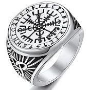 RRP £14.06 BRAND NEW STOCK Mens Rings Silver Ring Men Viking Ring Signet Ring