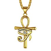 RRP £23.83 BRAND NEW STOCK Richsteel Eye Of Horus Cross Pendant Necklace Mens