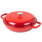 RRP £50.24 Shallow Cast Iron Casserole with Lid Non Stick