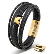 RRP £29.05 SERASAR Men's Gold Bracelet 17cm Men's Bracelet Leather