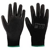 RRP £10.93 Straame Pack of 12 or 24 Black Safety Work Gloves