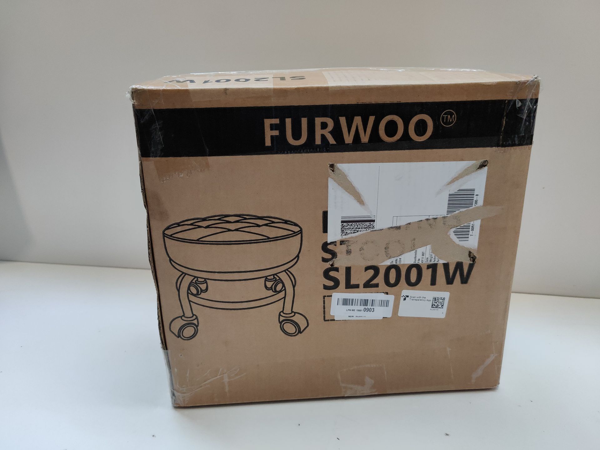 RRP £33.49 FURWOO Roller Seat PU Leather Low Round Rolling Stool - Image 2 of 2