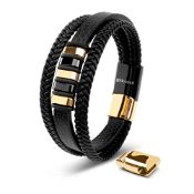RRP £32.94 SERASAR Leather Bracelet [Glory] Gold 23cm
