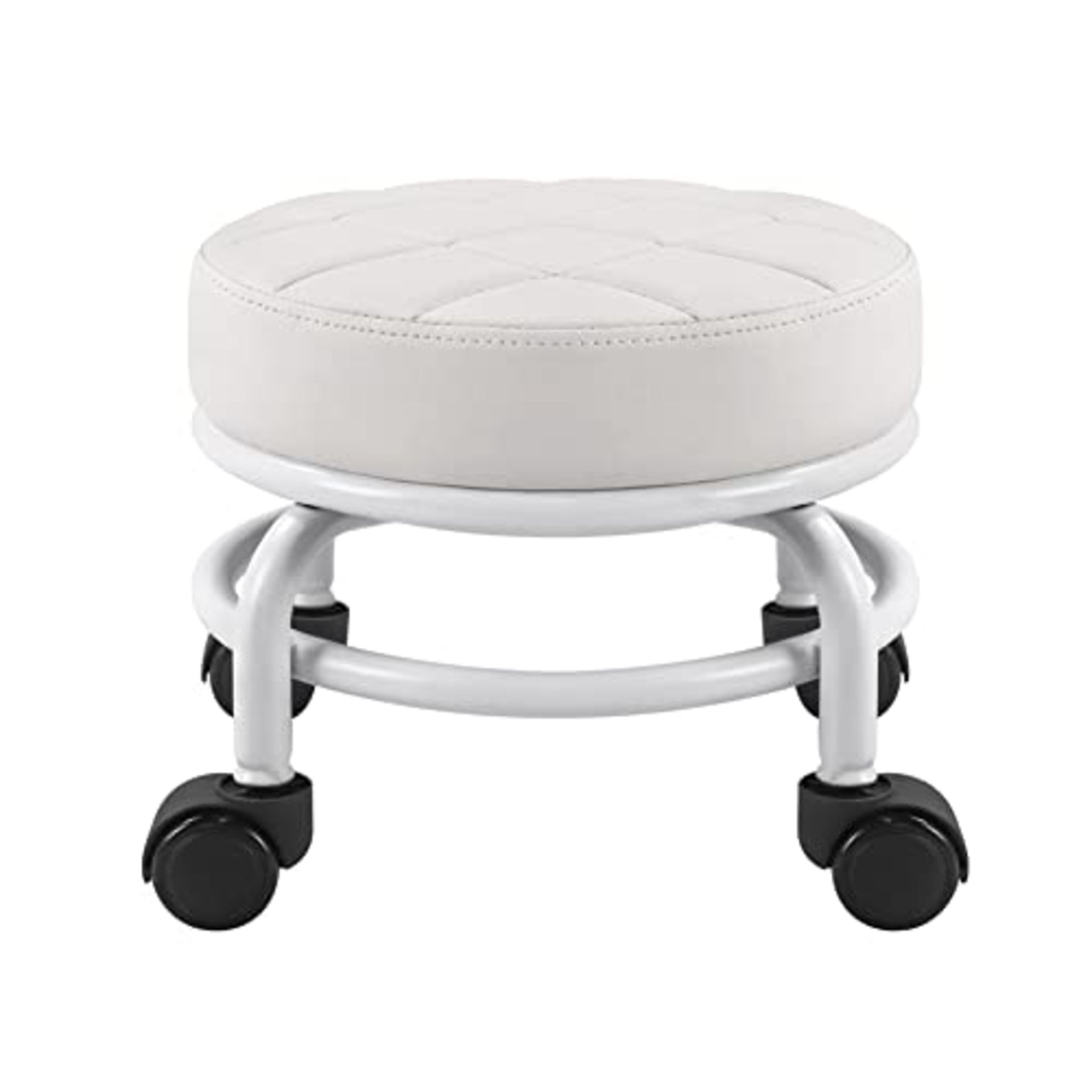RRP £33.49 FURWOO Roller Seat PU Leather Low Round Rolling Stool