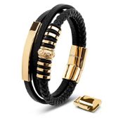 RRP £32.74 SERASAR Leather Bracelet [Shine] Gold 23cm