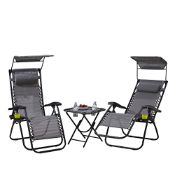 RRP £111.65 Neo 3pcs Folding Portable Zero Gravity Chairs Sun Lounger