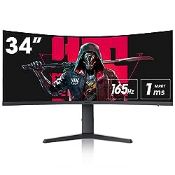 RRP £322.70 KOORUI 34 Inch Ultrawide Curved Gaming Monitor 165HZ