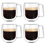 RRP £25.67 Glass Coffee Mugs Set of 4