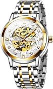 RRP £118.36 OLEVS Mens Automatic Watch Skeleton Diamond Luxury