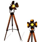 RRP £111.65 Vintage Black Wood Tripod Floor Lamp for Living Room