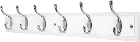 RRP £41.30 DOKEHOM [2 Pack 6-Satin Nickel Hooks on White Wooden