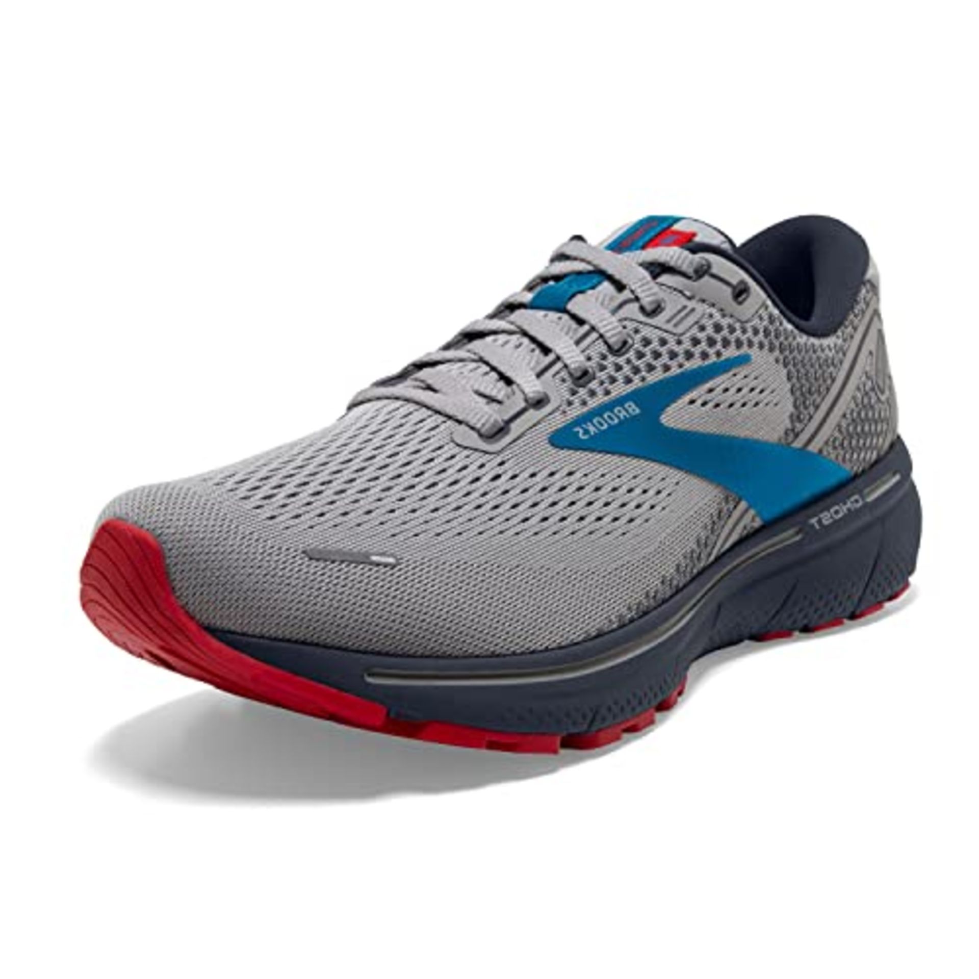 RRP £100.38 Brooks Ghost 14 Grey/Blue/Red 11.5 D (M)