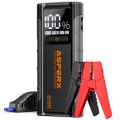 RRP £89.32 ASPERX 2500A Jump Starter Power Pack(Up to 10L Gas/7.3L Diesel)