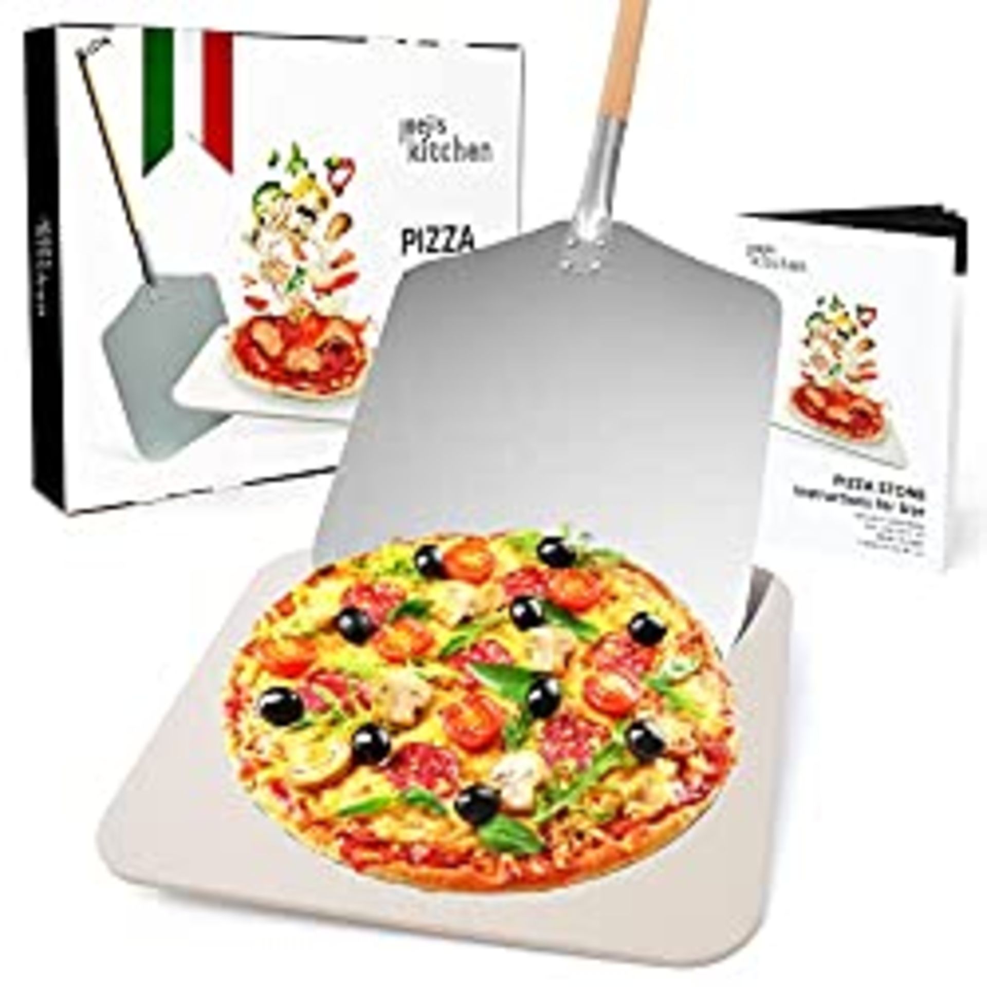RRP £35.03 Joejis Pizza Stone & Peel Shovel Set