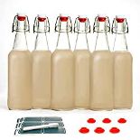 RRP £23.57 Otis Glass Bottles w/Stoppers - Set of 6 w/Plastic Swing Top for Home Brewing