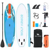 RRP £188.71 WOLF ARMOR Inflatable Stand Up Paddleboard with SUP Accessories&Backpack