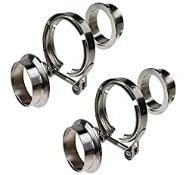 RRP £30.14 2pair 3.0" Inch Exhaust Clamp Kit Stainless V Band