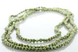 64 Inch Baroque Shaped Green 5.0 - 5.5mm Pearl Necklace - Valued By AGI £475.00 - 5.0 - 5.5mm