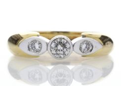 18ct Stone Set Shoulder Diamond Ring 0.41 Carats - Valued By GIE £6,840.00 - A striking rub set
