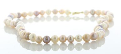 18 Inches Freshwater Cultured 7.0 - 7.5mm Pearl Necklace With Gold Plated Clasp - Valued By AGI £