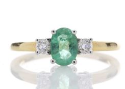 18ct Yellow Gold Diamond Ring 0.20 Carats - Valued By GIE £4,160.00 - A stunning oval shaped emerald