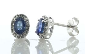 14ct White Gold Oval Cut Sapphire And Diamond Stud Earring 0.10 Carats - Valued By IDI £2,360.00 - A