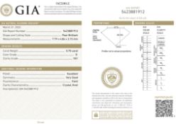 GIA Loose Pear Shape Diamond D VS1 0.70 Carats - One pear shape diamond with a GIA certificate