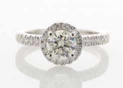 18ct White Gold Single Stone With Halo Setting Ring (1.01) 1.37 Carats - Valued By IDI £32,370.