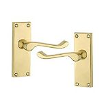 RRP £22.61 5 Sets Polished Brass Victorian Scroll Door Handles - Handlestore