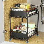 RRP £29.15 2 Tier Under Sink Organizer with Storage Drawer Under