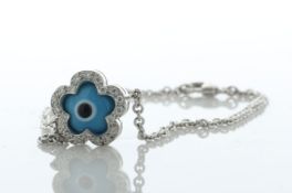 18ct White Gold Diamond And Enamel Evil Eye Flower Bracelet 0.20 Carats - Valued By AGI £4,950.