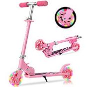 RRP £46.89 TENBOOM Scooter For Kids Ages 4-7 Boys Girls With Led Light Up Wheels