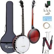 RRP £145.15 Kmise 5 String Banjo Remo Head Closed Sapele Back With