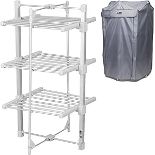 RRP £132.87 GlamHaus Electric Heated Clothes Airer Dryer Rack Aluminium with Cover Indoor