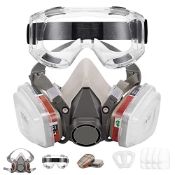 RRP £22.10 Dalbie's Dust Mask with Safety Goggles + 10 Cotton Filters - Gas Mask For Paint