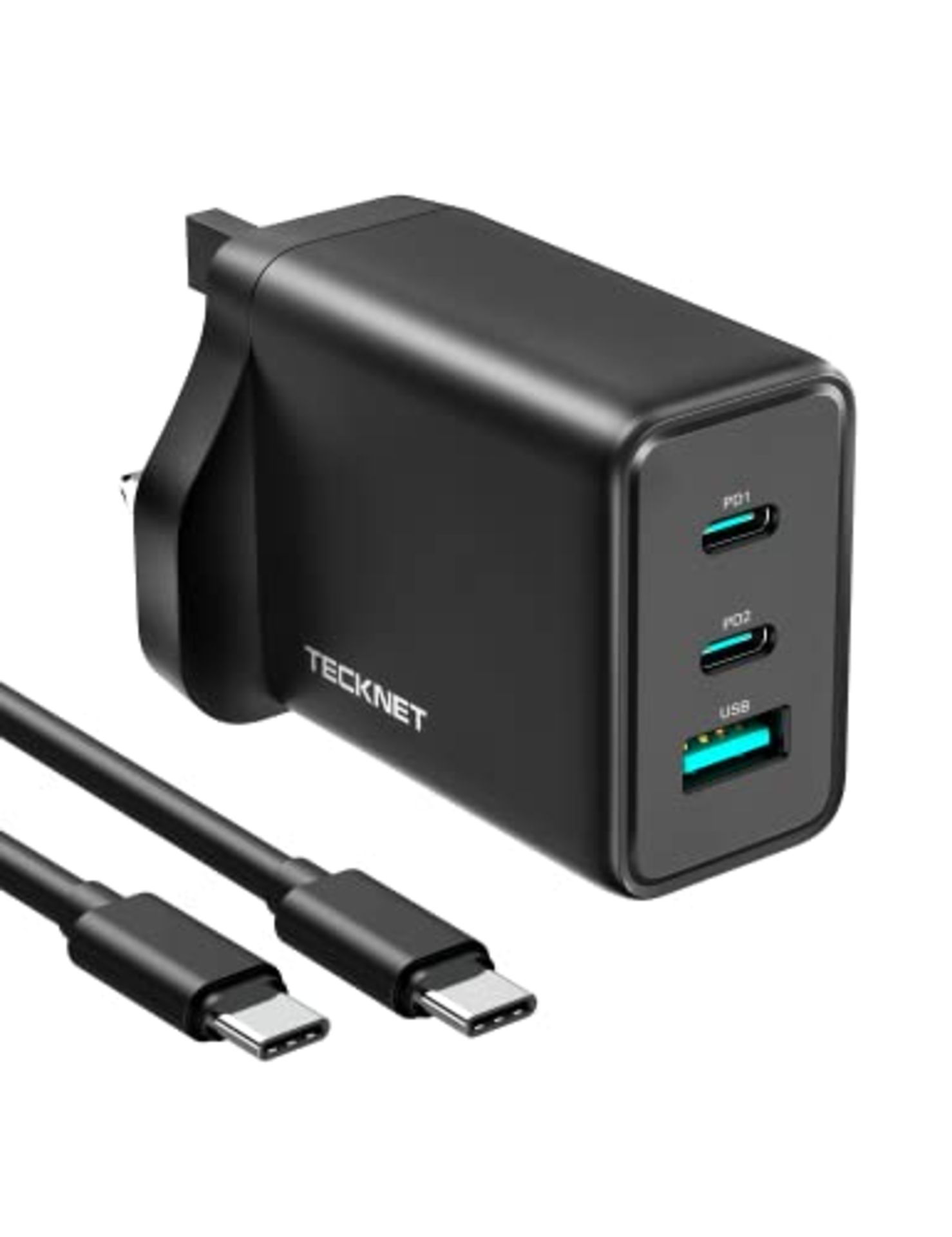 RRP £30.36 TECKNET 65W USB C Charger Plug 3-Port GaN Type C PPS PD3.0 Fast Charger Adapter