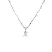RRP-£5750.00 18K WHITE GOLD PENDENT AND CHAIN, SET WITH ONE NATURAL PRINCESS CUT DIAMOND, DIAMOND WE