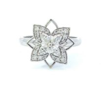 RRP-£4250.00 18K WHITE GOLD DIAMOND RING,SET WITH MARQUISE AND ROUND BRILLIANT CUT DIAMONDS, TOTAL D