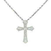 RRP-£6800.00 18K WHITE GOLD PENDENT SET WITH ONE HUNDRED AND NINETEEN ROUND BRILLIANT & BAGUETTE CUT